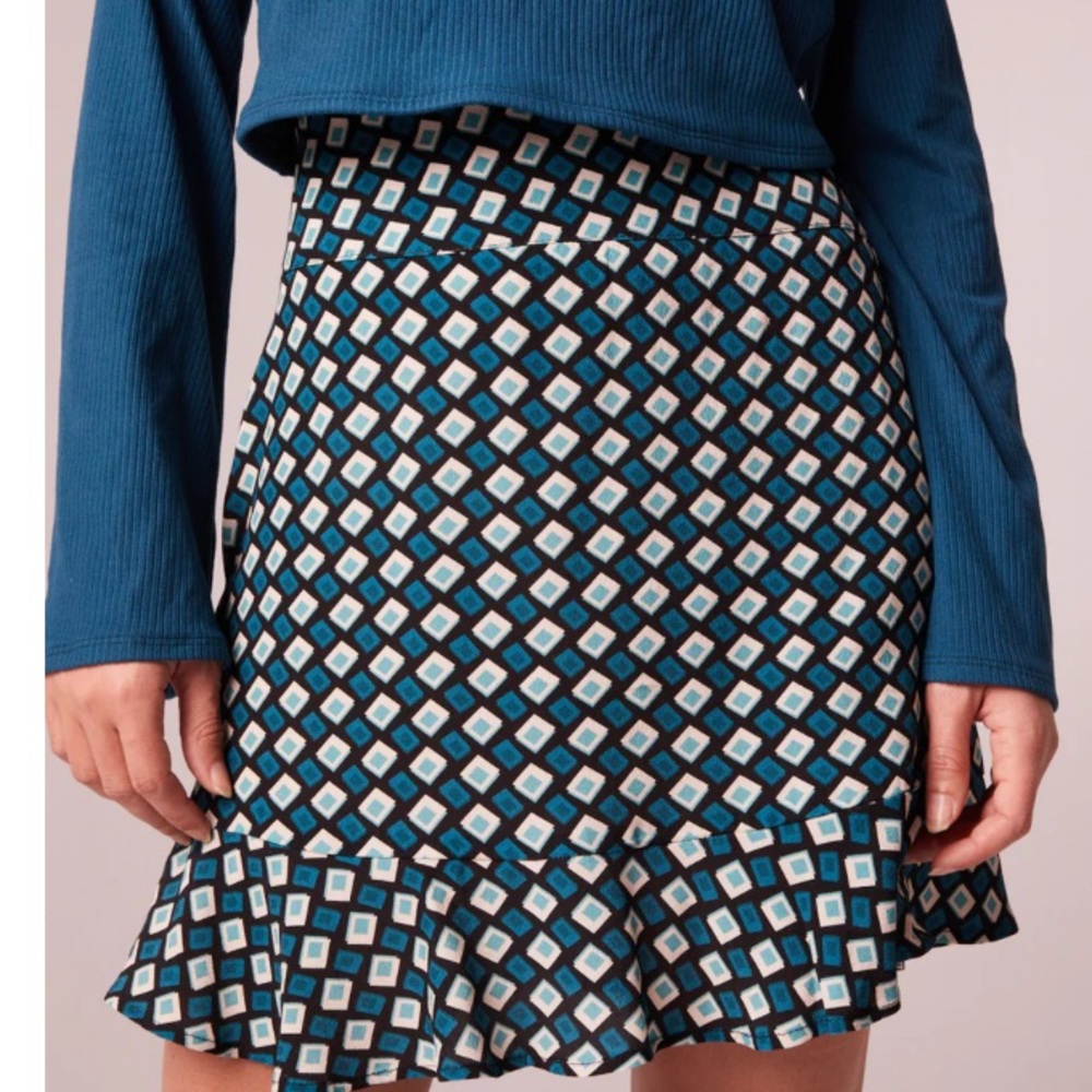 $78 NWT Band of the Free "Colette" Teal Diamond Mini Skirt - Size Small